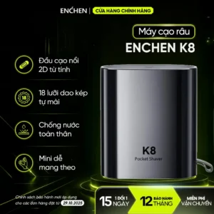 Máy cạo râu Enchen K8 đầu cạo 2D chống nước, 18 lưỡi dao tự mài, pin dùng đến 60 ngày - BH 12 tháng