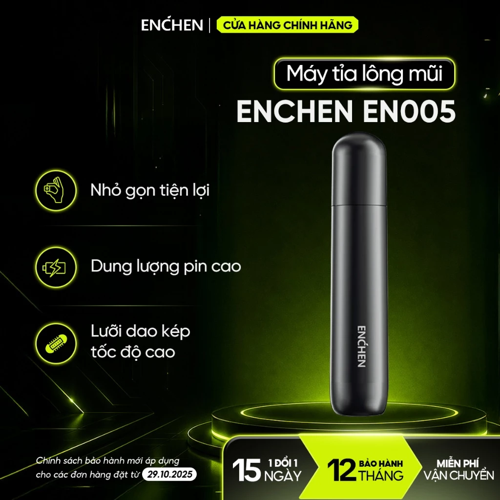 Máy tỉa lông mũi Enchen EN005 tốc độ cao 7000 vòng nhỏ gọn dùng pin AA, an toàn sử dụng - BH 3 tháng