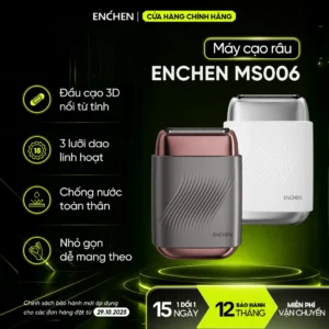 Máy cạo râu Enchen Mini MS006 - đầu cạo nổi từ tính - lưỡi dao nâng cấp - chống nước toàn thân - BH 12 tháng