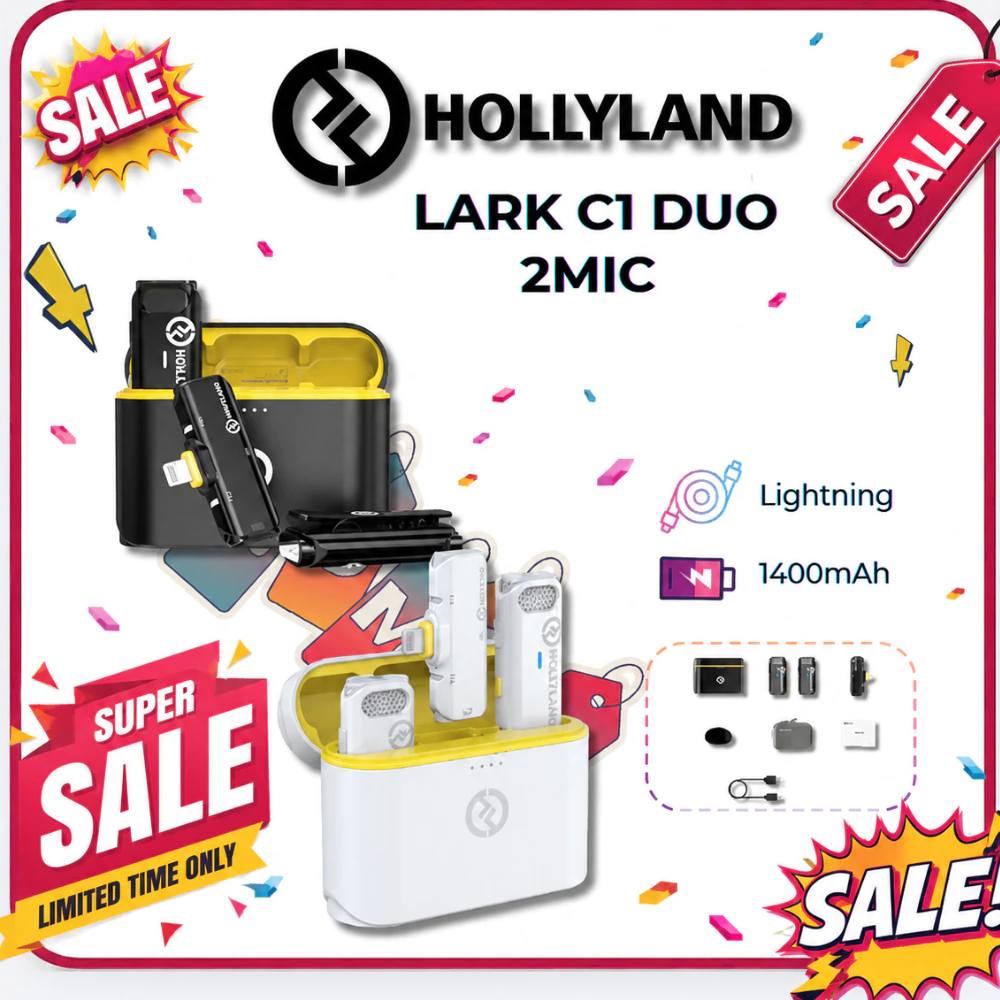 HOLLYLAND LARK C1 - Mic Thu Âm Không Dây 2.4GHz Cổng Lightning Cho Iphone - Hàng Chính Hãng