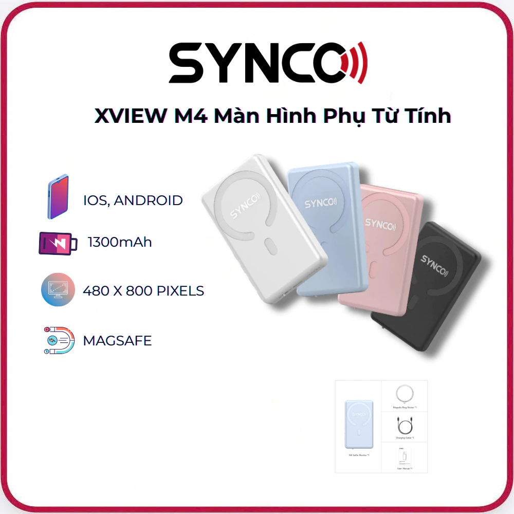 SYNCO XVIEW M4 - Màn Hình Phụ Từ Tính SYNCO Hỗ Trợ SELFIE, LIVESTREAM, QUAY VLOG BẰNG CAMERA SAU