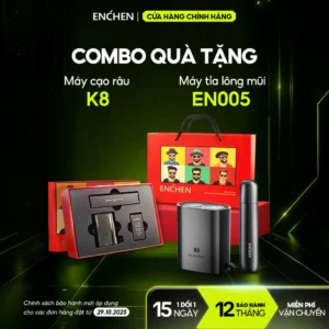Set quà tặng máy cạo râu Enchen K8 & máy tỉa lông mũi EN005, hộp quà kèm túi xách