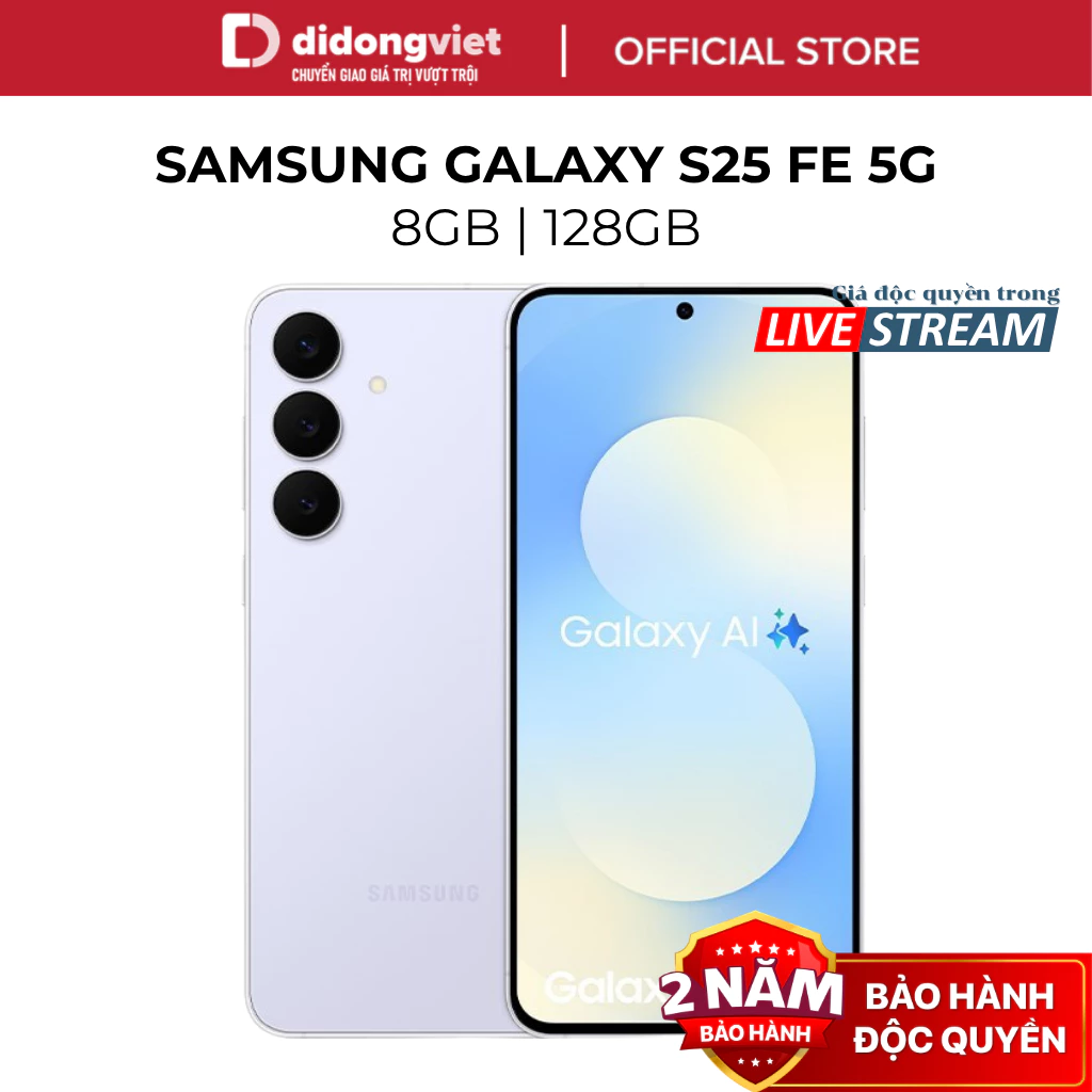 (KOL) Điện Thoại Samsung Galaxy S25 FE 5G 8GB | 128GB - 6.7", Exynos 2400 10 nhân, 4900 mAh - Hàng Chính Hãng