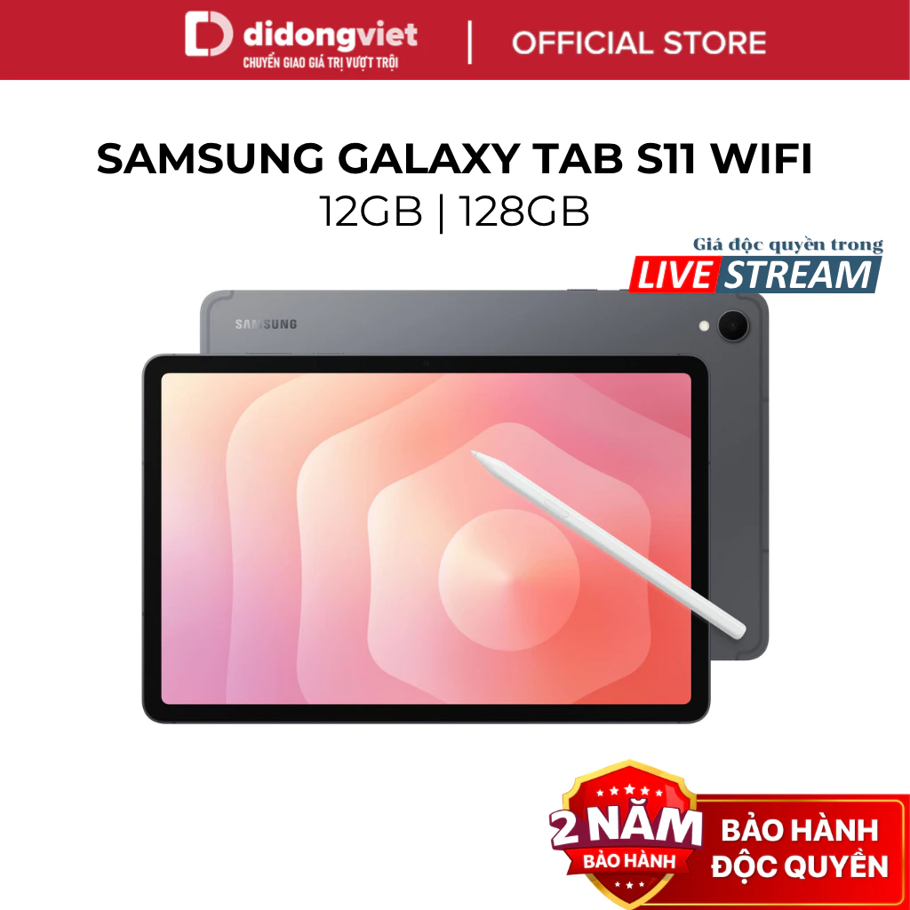 (KOL) Máy Tính Bảng Samsung Galaxy Tab S11 Wifi 12GB|128GB, Màn hình 11" - MediaTek Dimensity 9400+, 8400mAh | BH 2 năm