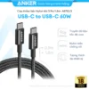 Cáp sạc nhanh Anker USB-C to USB-C 60W, Dây dù, Truyền dữ liệu 480Mbps, sạc iPhone, Samsung, iPad, MacBook - A8752/3