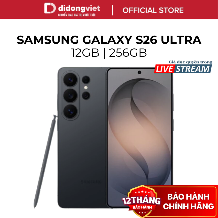 (DDV x Hannah) Điện thoại Samsung Galaxy S26 Ultra 12GB | 256GB - Camera 200MP, Hiệu Năng Mạnh Mẽ - Hàng Chính Hãng