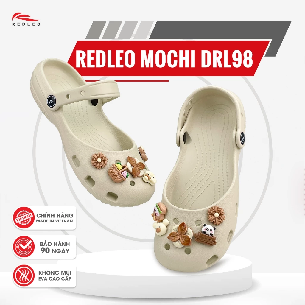 Dép Sục REDLEO Ballet Mochi – EVA Nhẹ Êm Chống Trơn Trượt Đi Học Đi Chơi, Tặng Kèm Charm DRL98
