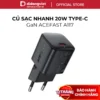 Củ Sạc Nhanh Acefast GaN 20W Acefast A117 - Cổng Type-C, Hỗ Trợ Sạc PD3.0 / PPS- Hàng Chính Hãng