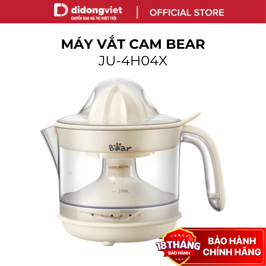 Máy Vắt Cam Tự Động Bear 0.4L CZJ-A04B1 (JU-4H04X) - 30W, 5 Mức Độ Xoay 2 Chiều - Hàng Chính Hãng