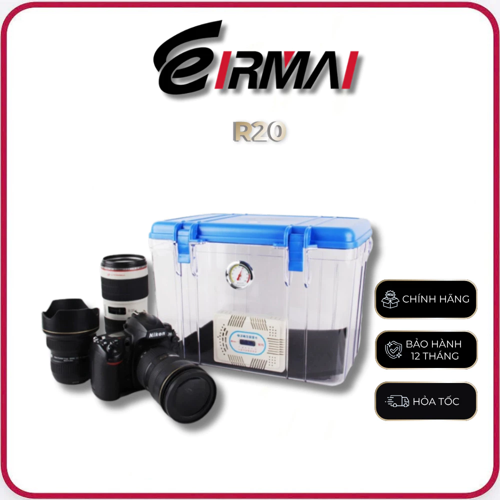 EIRMAI R20 - Hộp Chống Ẩm Máy Ảnh 22.4L, Ống Kính, Kèm Máy Đo Độ Ẩm, Cục Hút Ẩm - Hàng Chính Hãng