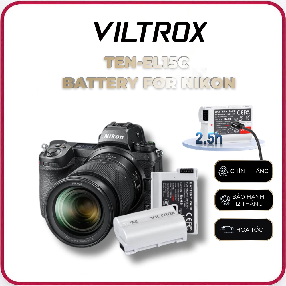 VILTROX TEN-EL15C 2400mAh Camera Battery for Nikon - Hàng Chính Hãng