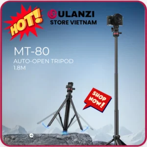Ulanzi MT-80 - Chân Máy Ảnh Thao Tác Mở Nhanh, Hợp Kim Nhôm, Ballhead Xoay 360°, Tải Trọng 5Kg