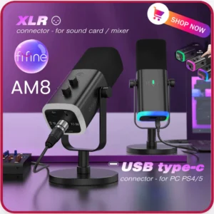 FIFINE AM8 RGB - Mic Thu Âm Dynamic Để Bàn Dành Cho Streaming, Cổng USB-C/ XLR - Hàng Chính Hãng