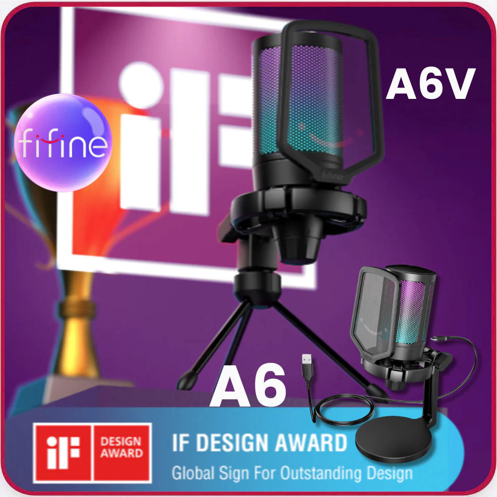 FIFINE A6V - Mic Thu Âm Condenser, Đổi Màu RGB, Cổng USB - Hàng Chính Hãng
