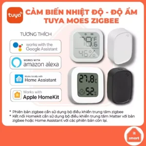 Cảm biến nhiệt độ zigbee Tuya Moes độ nhạy và độ chính xác cao, sóng zigbee tiết kiệm pin
