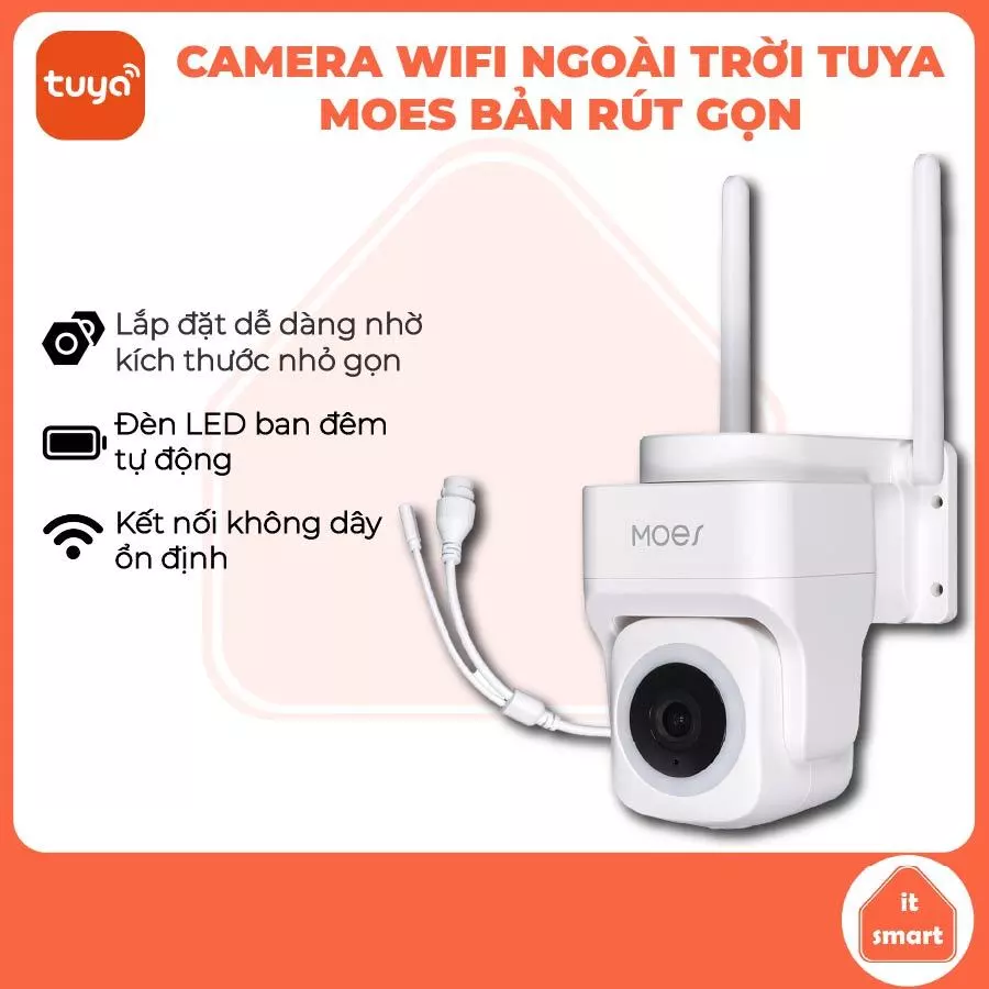Camera Wifi Ngoài Trời MOES Tuya 3MP - Camera An Ninh Chống Nước IP65 Cổng LAN RJ45 Có Màu Đêm