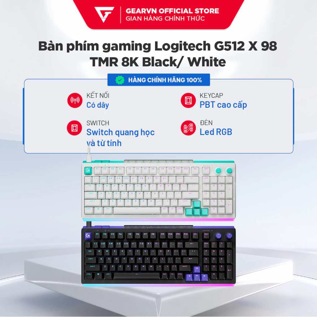 Bàn phím gaming Logitech G512 X 98 TMR 8K Đen/Trắng BH 24 Tháng