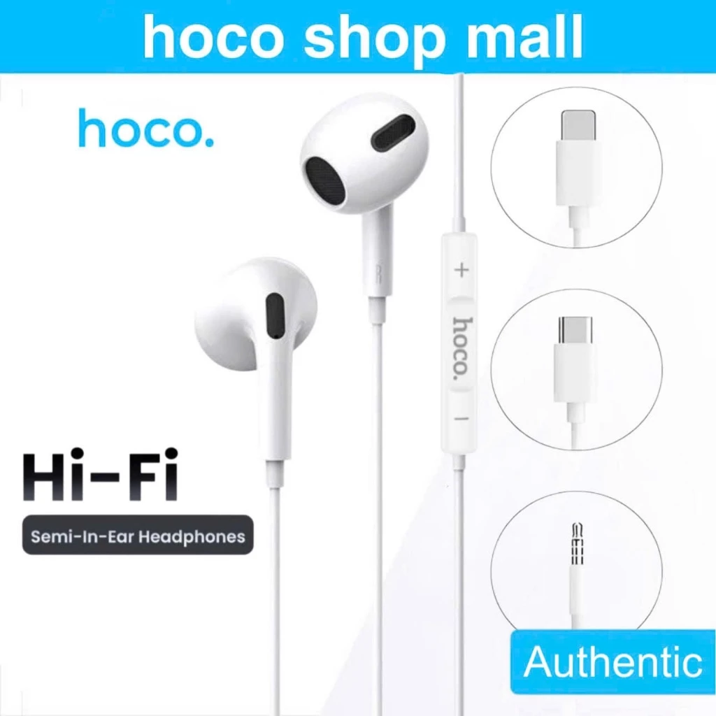 Tai nghe có dây chính hãng Hoco có micro nói đàm thoại dùng cho phone xiaomi oppo samsung jack cắm type c 3.5mm ...