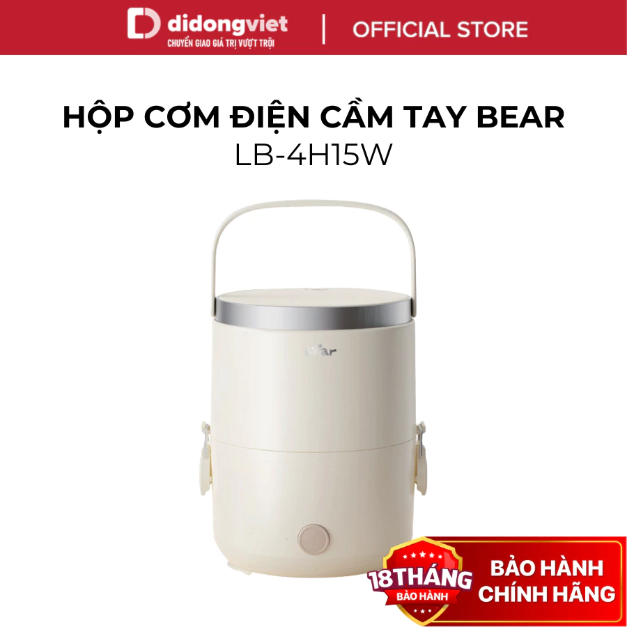 Hộp Cơm Cắm Điện Mini 2 Tầng Bear DFH-C15D2 (LB-4H15W) - Công Suất 270W, Khay Inox - Hàng Chính Hãng