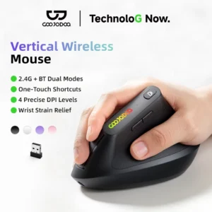 Chuột Dọc Không Dây GOOJODOQ Công thái học 2 Chế Độ 2.4G+BT5.0,4 DPI Lên 3200 Nút Tới/Lùi+Về Desktop