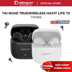 (KOL) Tai nghe True Wireless Havit Life T2 TW966 - 4 Mic ENC, Chống Ồn, Pin 25 - Chính Hãng Độc Quyền