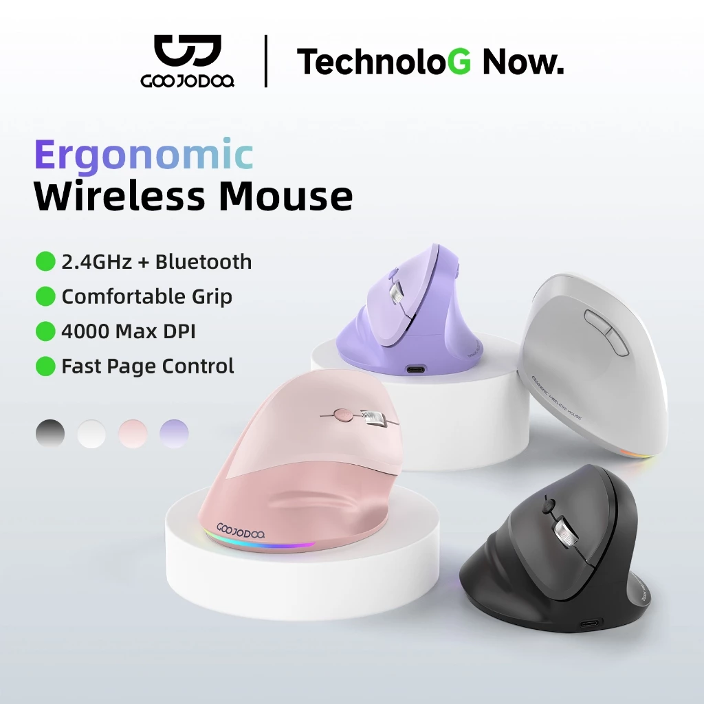 Chuột Không Dây GOOJODOQ 2 Chế Độ 2.4G+BT5.0, Cảm Biến 4000 DPI, Nút Êm Chuẩn Văn Phòng & Gaming
