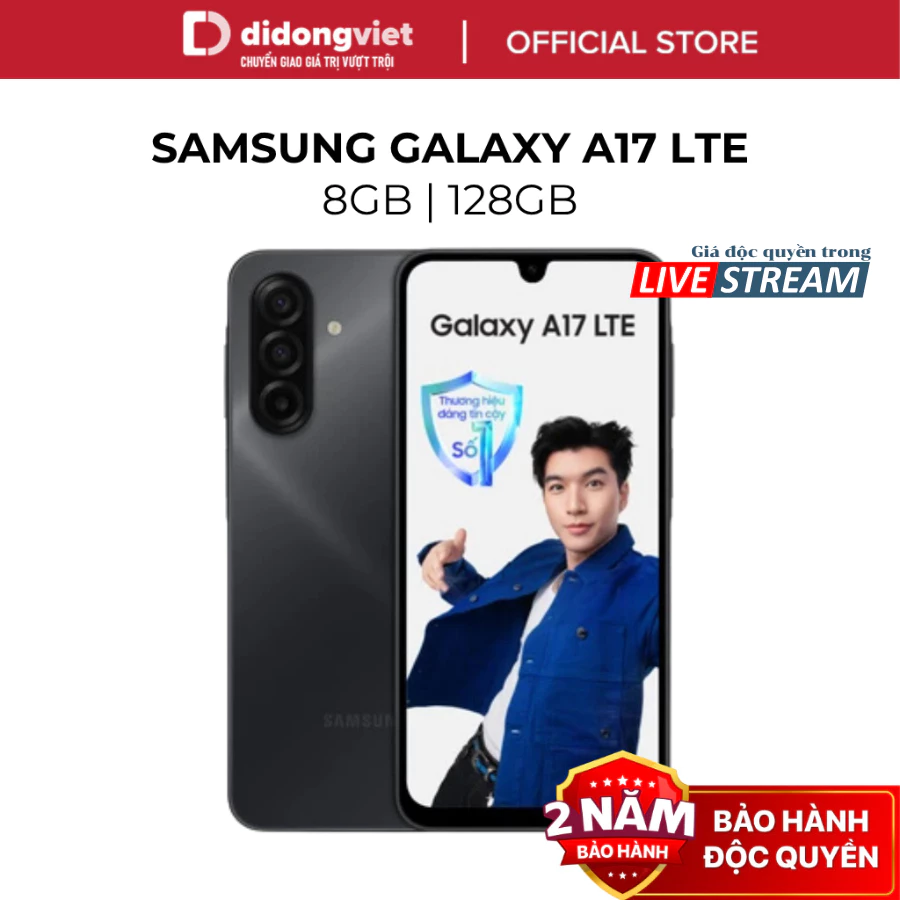 (KOL) Điện Thoại Samsung Galaxy A17 LTE 8GB | 128GB - Màn hình 6,7" 90Hz, 5000mAh - Hàng Chính Hãng