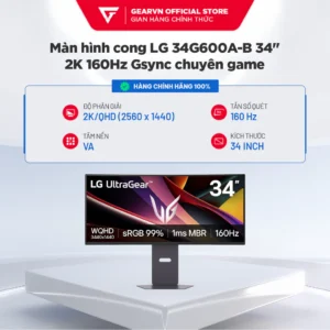 Màn hình cong LG 34G600A-B 34 inch 2K 160Hz Gsync chuyên game BH 24 tháng