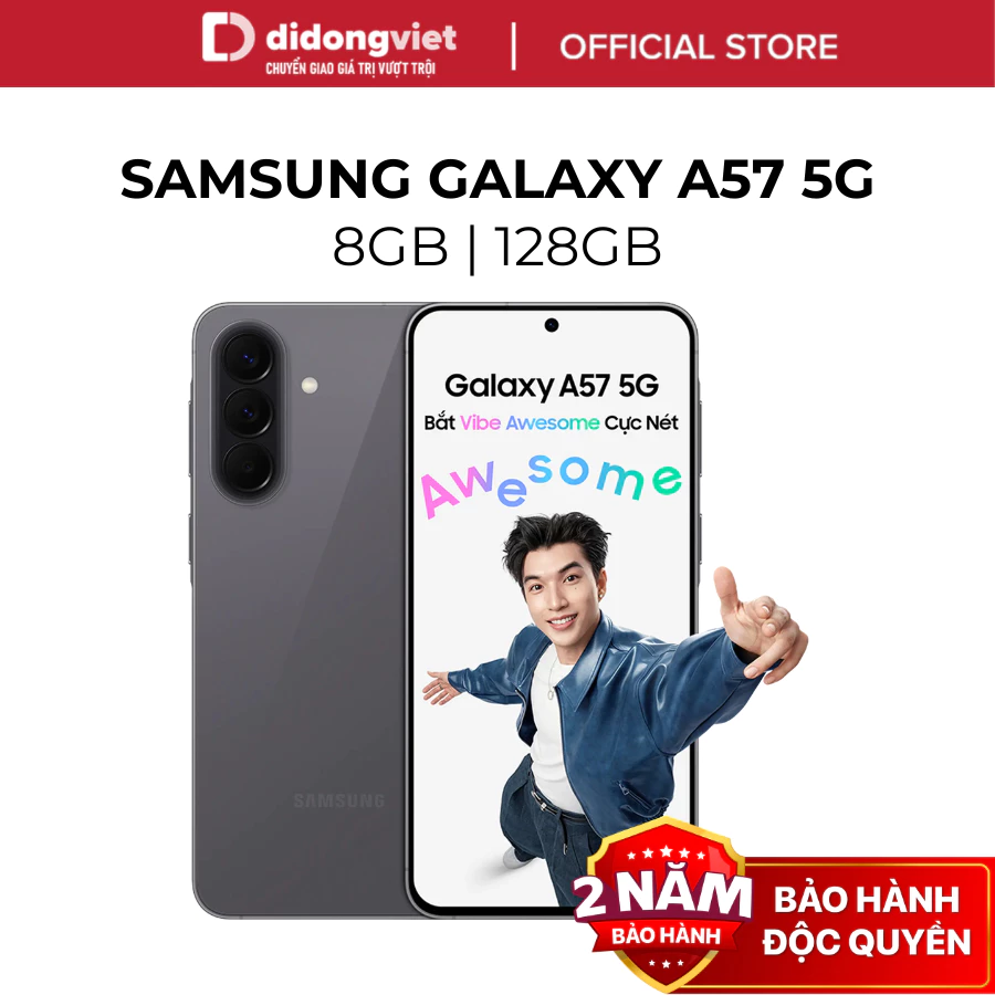 Điện Thoại Samsung Galaxy A57 5G 8GB | 128GB - Exynos 1680, Pin 5000 mAh, NFC - Hàng Chính Hãng