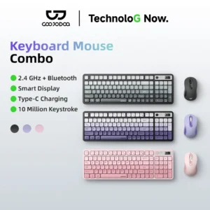 Bàn Phím Chuột Không Dây GOOJODOQ 98% Layout Có Bàn Số, Gradient Đẹp, Kết Nối 2.4G+BT, Êm Ái,Pin 27H