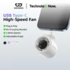 Quạt Mini Type-C GOOJODOQ Cắm Là Mát, Động Cơ 15573 RPM, Gió Mạnh 9.7 m/s,3 Cấp Độ,Xoay 180°,Nhẹ 43g