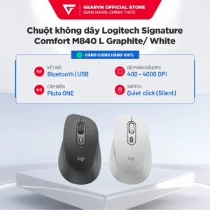 Chuột không dây Logitech Signature Comfort M840 L Graphite/ White Form Công thái học, Switch Silent BH 12 Tháng