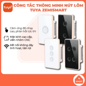 Công Tắc Thông Minh Tuya Zemismart Dent Nút Lõm Viền Vàng, Cảm Ứng, Hẹn Giờ