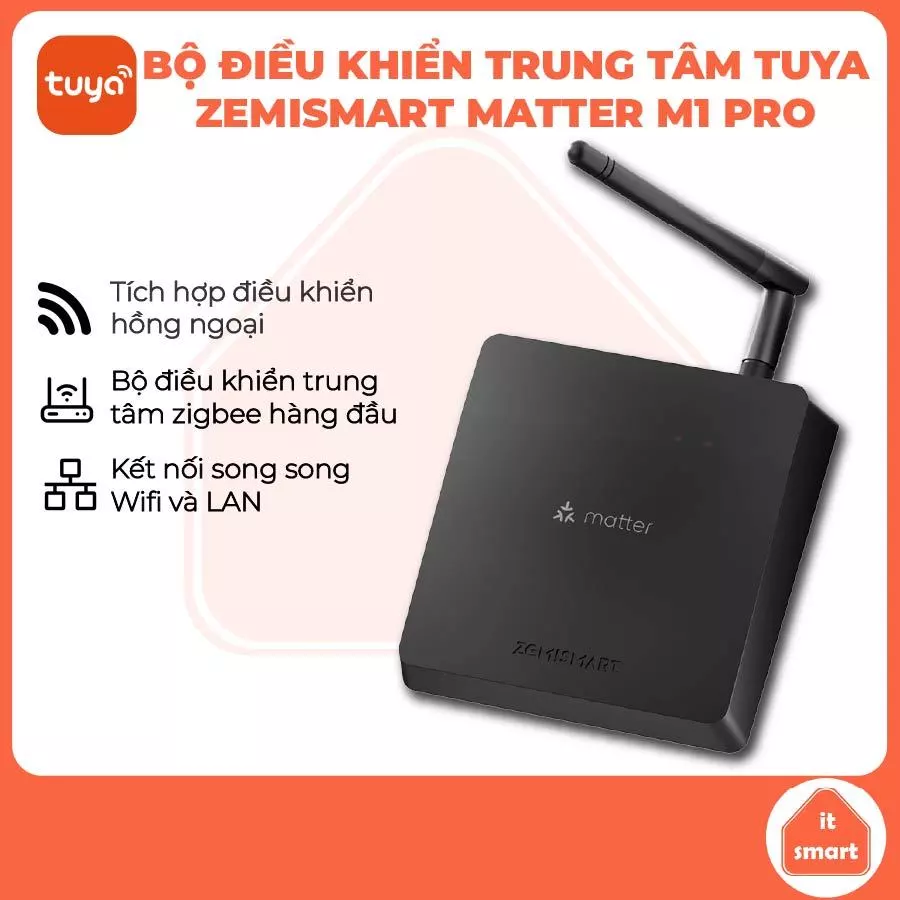 Bộ điều khiển trung tâm Zigbee Matter Tuya Zemismart M1 Pro tích hợp hồng ngoại