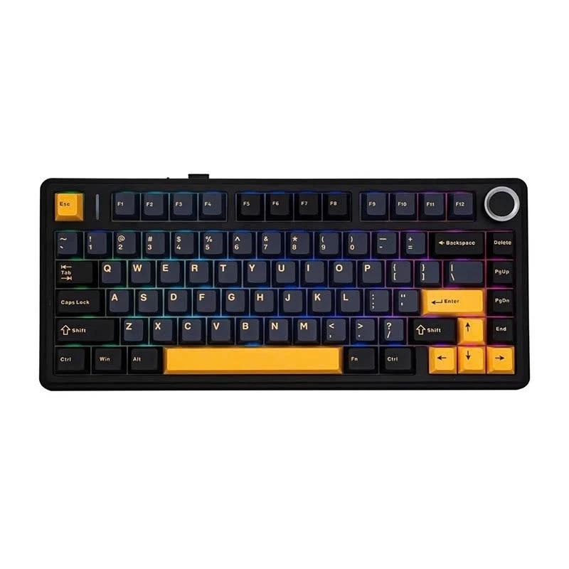 Keycap bàn phím 75 phím Đen vàng và Trắng Đen - PPT Double short - Keycap Aula f75