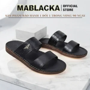 Dép da nam quai ngang đế doctor cao cấp đẹp MABLACKA màu Nâu,Đen - D868