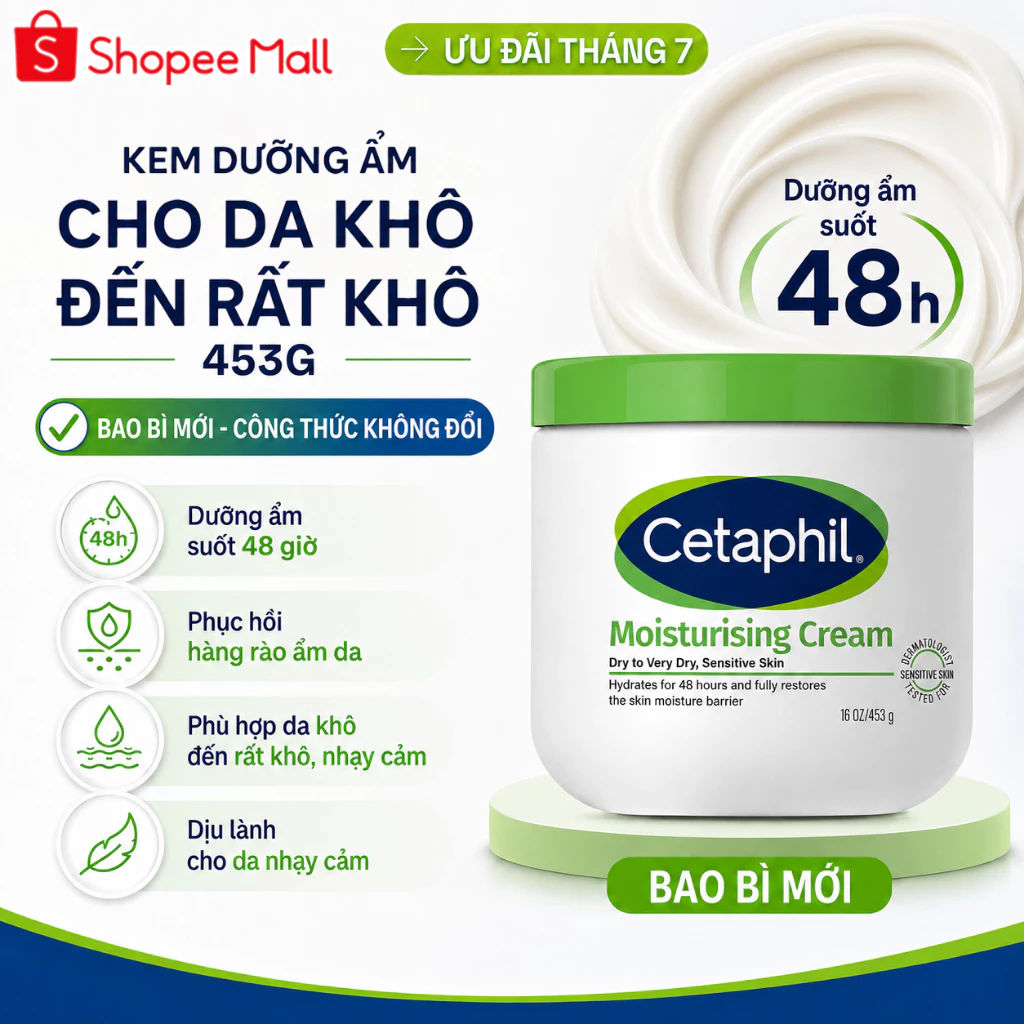 Kem Dưỡng Ẩm Cetaphil Moisturising Cream 453G & 50G