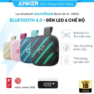 Loa bluetooth ANKER Soundcore Boom Go 3i chống nước IP68 | BassUp 2.0 công suất 15W | Bluetooth 6.0 pin 24H - D5103