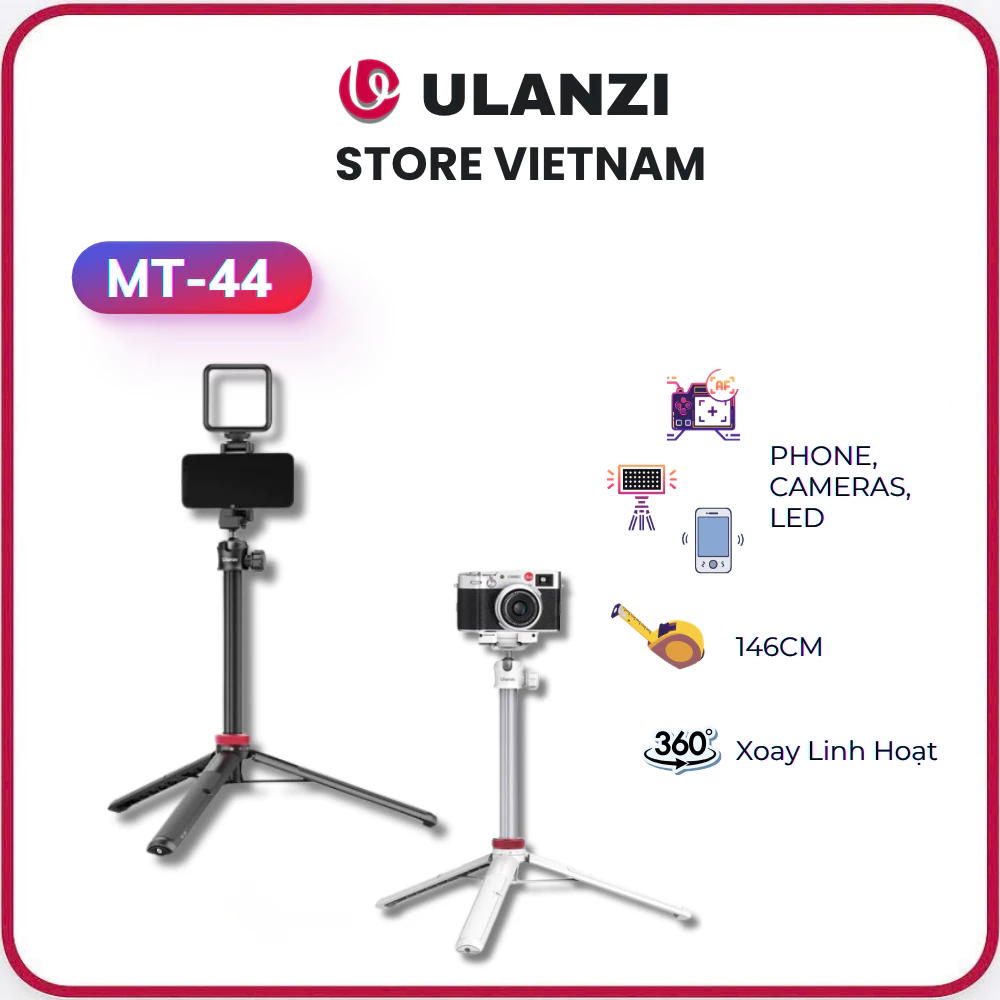 ULANZI MT-44 - Chân Tripod Đi Kèm Ngàm Kẹp Điện Thoại Chiều Cao 146CM