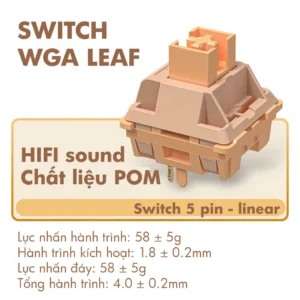 Combo Switch Bàn Phím Cơ WGA Leaf Switch Linear 5 Pin MX Stem POM HiFi Sound 58gf Hot Swap Custom