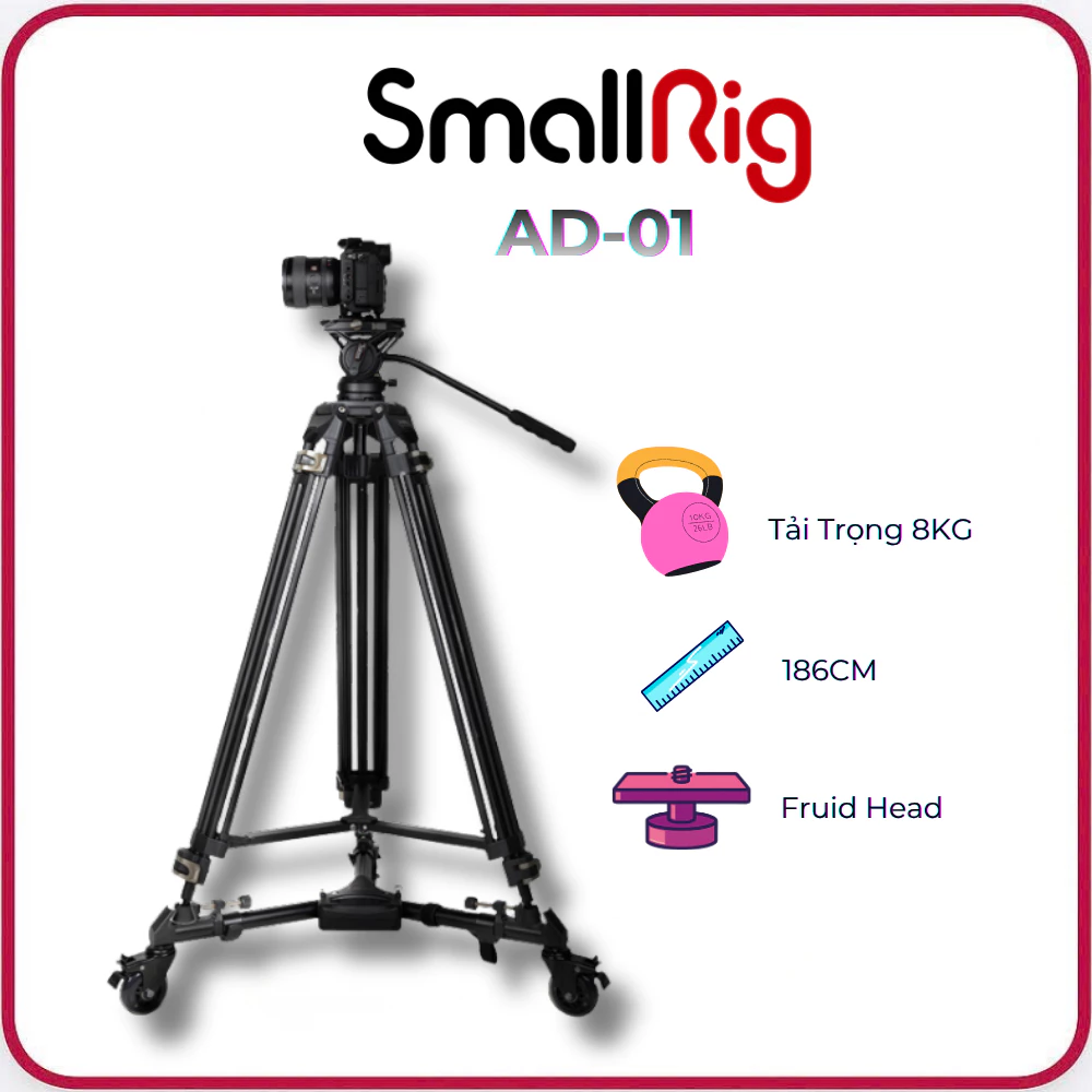 SmallRig AD-01 Heavy-Duty 3751B - Chân Máy Ảnh / Máy Quay Phim Chiều Cao 186CM, Tải Trọng 8KG