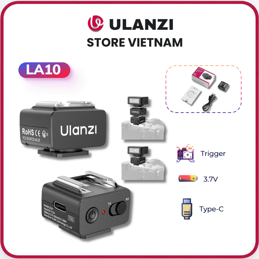 ULANZI LA10 - Trigger Kích Hoạt Flash Mini Ngàm Coldshoe 2.4GHz 8m Type-C (C059)