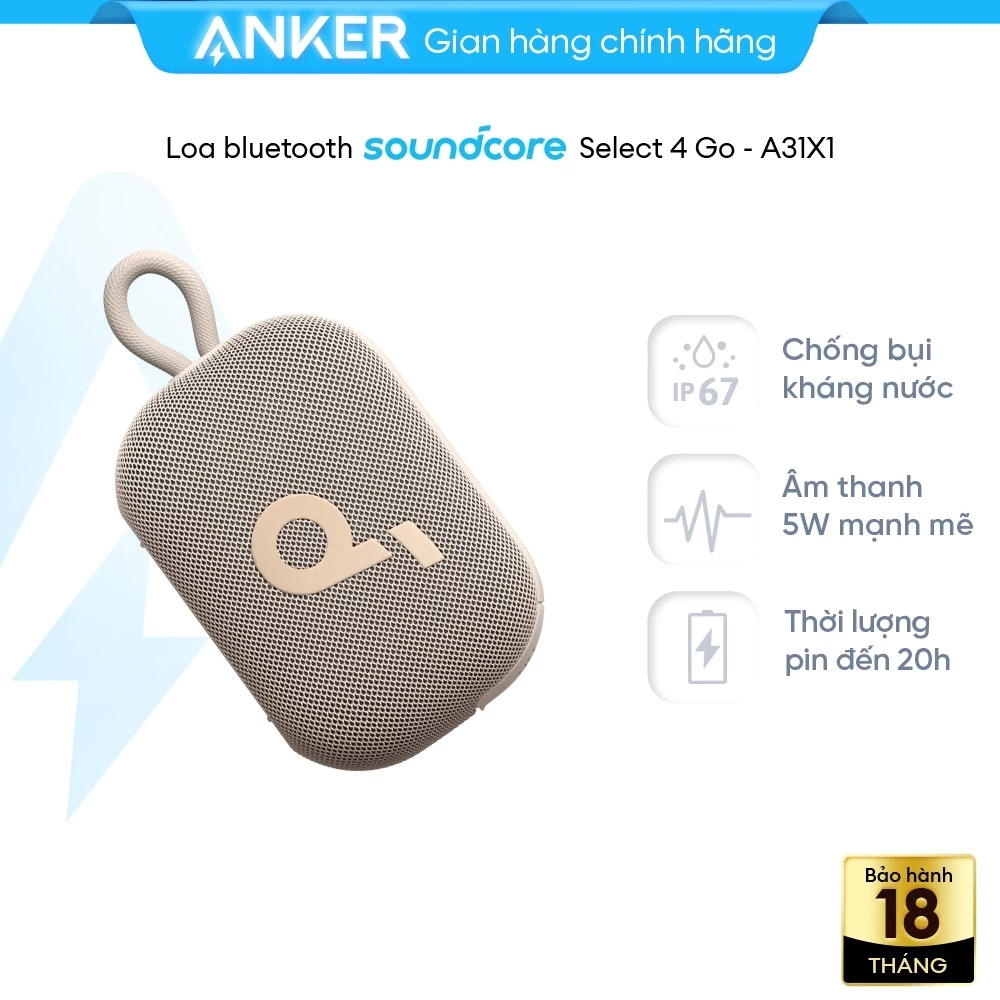 Loa bluetooth soundcore Select 4 Go | Pin 20 giờ | Kháng bụi, nước IP67- A31X1