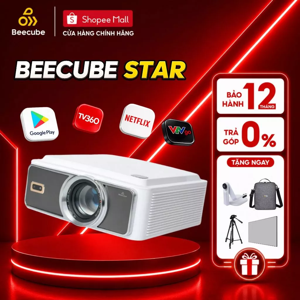 Máy chiếu BeeCube Star - Bậc thầy độ sáng - Full HD 1080P- Hỗ Trợ 4K - Bảo hành 12 tháng lỗi 1 đổi 1