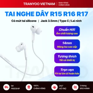 Tai Nghe Có Dây TRANYOO T-R15 R16 R17 Thiết Kế Nhét Tai Mút Silicon Gaming Học Online 3 Kiểu Chui