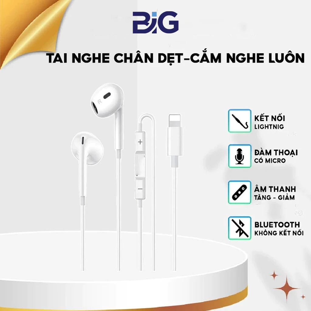 Tai Nghe Chân Dẹt Cắm Nghe Luôn Không Cần Kết Nối Bluetooth Cho 7 Đến 14 PRM-Có Đàm Thoại
