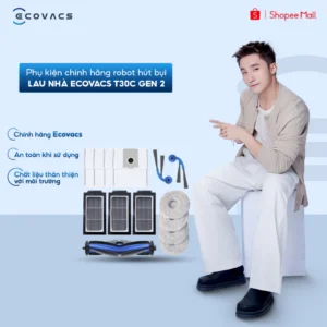 Phụ kiện chính hãng cho Ecovacs T30C Gen 2 | Chổi cạnh | Chổi chính | Giẻ lau | Bộ lọc | Túi rác