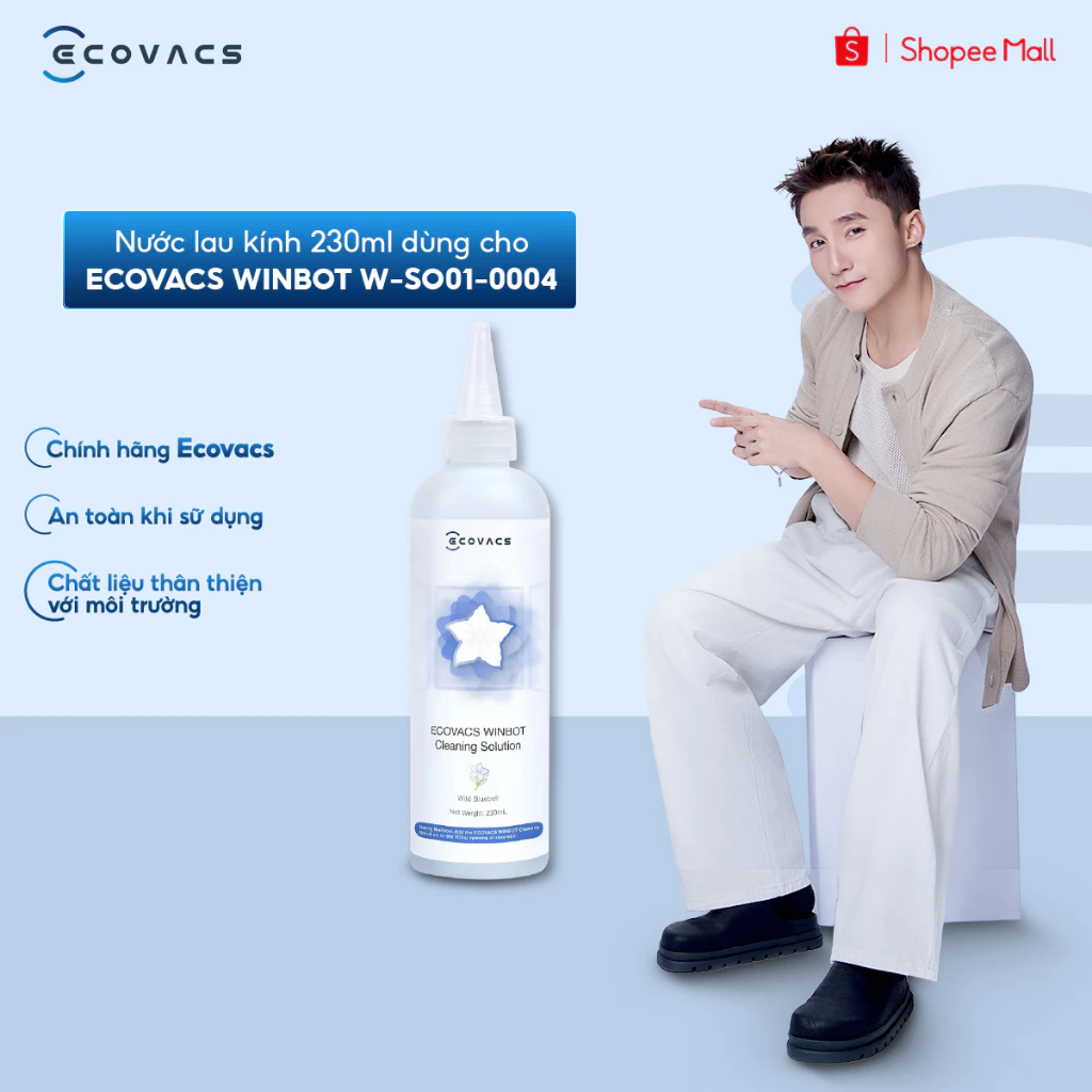 Nước lau kính 230ml dùng cho Ecovacs Winbot W-SO01-0004 - Chính hãng