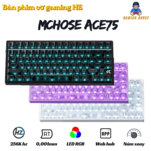 Bàn phím cơ Rapiad Trigger HE Mchose ACE75 8K poling Rate - LED RGB - App marco - Núm xoay - RT 0,1 - Plate Fr4