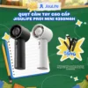 Quạt Cầm Tay Cao Cấp JISULIFE Pro1 Mini - Con lăn 100 cấp độ gió - Đèn LED Hiển Thị - Sử Dụng Đến 30 Giờ - BH 12 Tháng